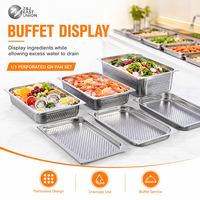 Bac GN perforé 1/1 pleine taille en acier inoxydable pour buffets et préparation alimentaire, style hôtelier européen, usage commercial