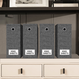 Organizadores de sábanas plegables con asa etiquetada y cremallera, cartón de tela para ahorrar espacio para sábanas tamaño Queen/<span class=keywords><strong>King</strong></span> - Product Image 4