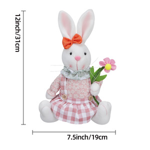 Peluche Coniglietto Pasquale con Fiore e Uovo di Pasqua, Decorazione <span class=keywords><strong>per</strong></span> Casa e Feste - Product Image 2