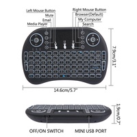 Clavier sans fil 2,4 G I8 Air Mouse Télécommande pour Android TV Box Projecteur intelligent Télécommande Clavier avec rétroéclairage