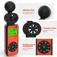 Anemómetro Digital Portátil Holdpeak 881w, Medidor de RPM 4 en 1, Medidor de Velocidad del Viento de Mano, Prueba de Humedad y Temperatura, ABS OEM
