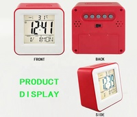 Reloj despertador de escritorio con Control de sonido LCD Digital con pilas de diseño cúbico pequeño multifunción 3632
