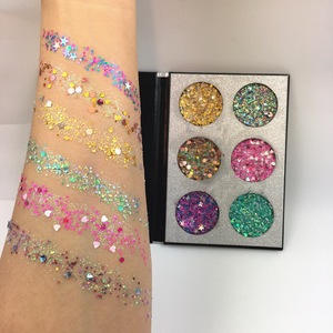 2019 New Make up Cosmetics Custom <strong>Glitter</strong> 6 Colors Private Label Eyeshadow <strong>Glitter</strong> Palette <strong>for</strong> Eyes <strong>Face</strong> Body and Lips - Product Image 5