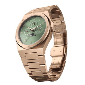 Personalizado japonés <span class=keywords><strong>chrono</strong></span> de cuarzo reloj de acero inoxidable resistente al agua de oro rosa de Luna fase reloj cronógrafo para los hombres - Product Image 3