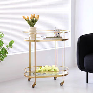 יוקרה באיכות גבוהה 2-שכבות תאורה מדפים הגשה רולים מסגרת מתכת מושלשת משטח משובח מעצב עתיק - Product Image 2