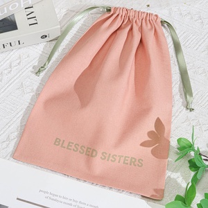 Promotion coton lin cordon sac pour sac à main personnalisé haute qualité cadeau avait cheveux faisceau perruque stockage poussière coton pochette - Product Image 3