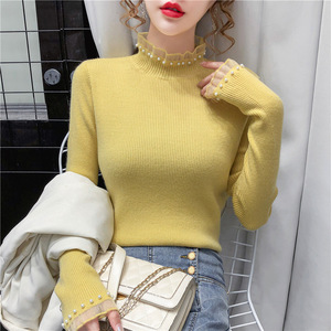 Suéter de Cuello Alto Personalizado al por Mayor, <span class=keywords><strong>Camiseta</strong></span> <span class=keywords><strong>Interior</strong></span> de Manga Larga para <span class=keywords><strong>Mujer</strong></span>, Otoño e Invierno, Nuevas Blusas - Product Image 6