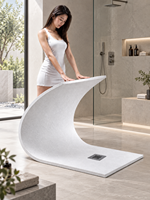 Receveur de douche rectangulaire moderne en polyuréthane monobloc, antibactérien, anti-moisissure, facile à nettoyer, vente en gros OEM