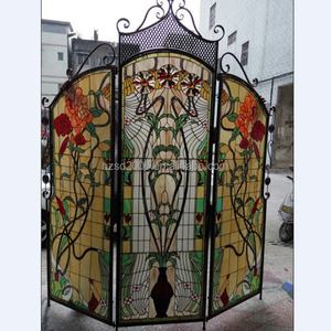 Mampara de Vidrio Artístico Tiffany con Diseño Floral, Plegable en Tres Partes, de 47''*59'', para Bar, Oficina o Sala de Reuniones - Product Image 6