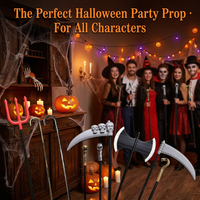 Décoration de fête et cosplay : Accessoire de costume d'Halloween, bâton de déguisement, canne, trident de diable, scythe, baguette de sorcier, crâne, 81cm, vente en gros OEM