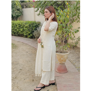 Ensemble de kurta en coton brodé, sans plis, à séchage rapide, élégant et stylé, vêtements ethniques pour femmes, tenue de fête décontractée - Product Image 3