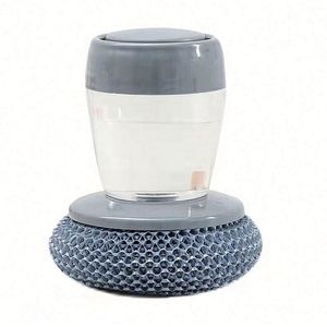 Automatic Liquid Dispenser Eco-Friendly Plastic Cleaner Steel <b>Handle</b> Nylon Brush Scourer Removable Palm Kitchen Dishwashing Soap - Product Image 2