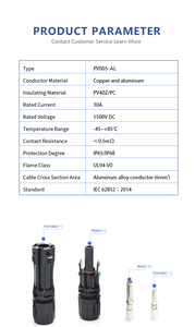 Connecteur solaire photovoltaïque MC4 en cuivre et aluminium résistant aux températures élevées et basses pour modules photovoltaïques et onduleurs - Product Image 2