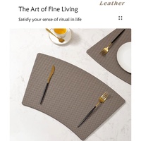 Sets de table de marque FRINS personnalisables, en cuir PU réversible, écologiques, de luxe, gris, imperméables, antidérapants, résistants à la chaleur, pour la salle à manger