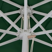 Parasol de jardin vintage de 2,6 m avec franges, grand modèle, vert, coupe-vent, pour restaurant, terrasse et bord de piscine