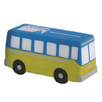 Balle anti-stress souple en forme de bus de dessin animé, jouets promotionnels personnalisés en mousse PU, jouets anti-stress souples sur le thème du transport pour enfants, cadeau