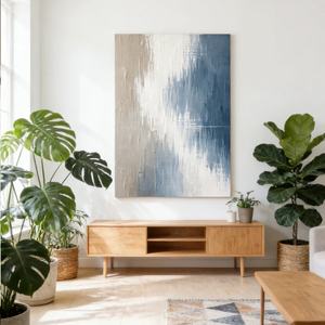 Art mural abstrait sur toile, décoration intérieure, nature morte abstraite, art texturé 3D fait main, moderne pour galerie et maison - Product Image 3