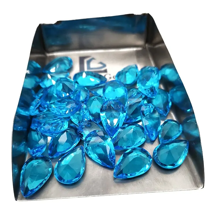 Blue glass gems pear shape glass stones for jewelry making