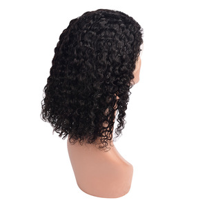 Vente en gros de perruque de vrais cheveux pour femmes européennes et américaines, petits points de dentelle sur le devant, perruque BOBO bouclée, perruque de cheveux humains - Product Image 1