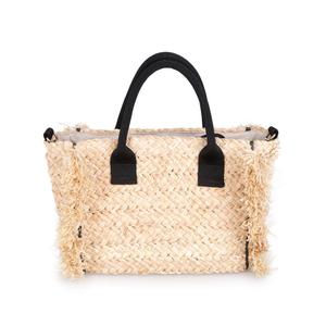 Bolso Tote Cuadrado Grande de Rafia Natural Tejido a Mano, <span class=keywords><strong>Asas</strong></span> de PU, Correa Extraíble, Cierre de Cremallera, Estilo Boho, para Mujer, Playa, Verano, Regalo - Product Image 1