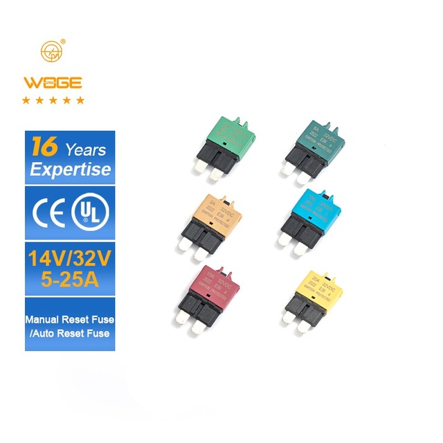 High Capacity 5A 6A 10A 15A 20A 30A 32V Micro Push Button Resettable Auto Fuse Automotive Manual Reset Circuit Breaker