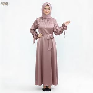 कस्टम नई शैली इड अबाया दुबाई मुस्लिम पोशाक महिला सऊदी अरब टर्की पॉलिएस्टर फीता-अप महिला मुस्लिम पोशाक - Product Image 4