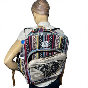 Adjustable Straps Canvas Waterproof <b>Laptop</b> <b>Backpack</b> Eco-Friendly Spacious Compartments Geometric Pattern Custom Logo Durable - Product Image 2