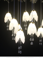 Lustre Magnolia à 10 Têtes, Lampe Décorative Lumineuse, Luminaires Suspendus pour la Décoration de Lieux de Mariage, Lumière Chaude