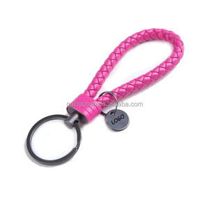 Custom Logo Pink Braided Metal Leather Keychain Competitive Price Customized Promotional Keychains & Carabiners