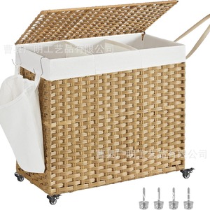 Woven Laundry <b>Basket</b> <b>Foldable</b> Rectangle Storage Box For Home Balcony Use - Product Image 2