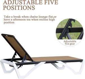 <span class=keywords><strong>Tumbona</strong></span> ajustable de aluminio para exteriores junto a la piscina, <span class=keywords><strong>tumbona</strong></span> de plástico para todo tipo de clima con mesa para cubierta de césped o patio trasero - Product Image 6