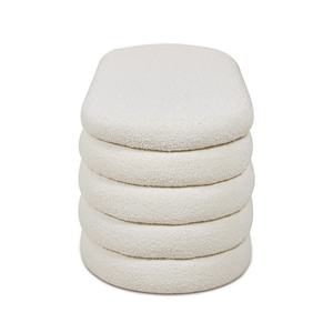 TOSEE mobilier de salon design simple tissu Teddy coussin doux blanc tabouret banc de rangement - Product Image 3