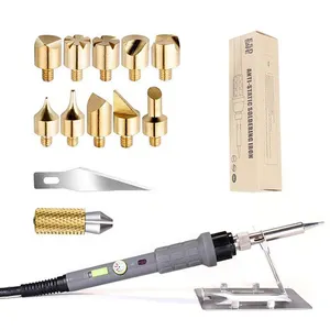 60W Wood Burning Kit Adjustable Temperature Professional Pyrography Pen Embossing Carving Soldering Wood Burning Tools
