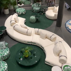 High End Italian Luxury Living Room Furniture Curved Combination Fabric DV-GARDENITA LITE-01-DG Apartment Leather Set DV-GA - Product Image 3