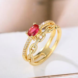 แหวนทองประดับพลอยรูปไข่ทรงโอวัลสำหรับผู้หญิง รุ่น Q968 ประดับเพชรซิคอนแบบฝังเต็มวง ของขวัญแหวนสวยหรู - Product Image 5