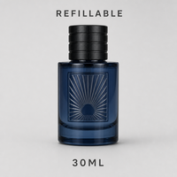 Botol Parfum Kaca Kosong 30ml Custom dengan Tutup Perak, Kotak Display Kardus, Botol Isi Ulang Grosir Logo Custom