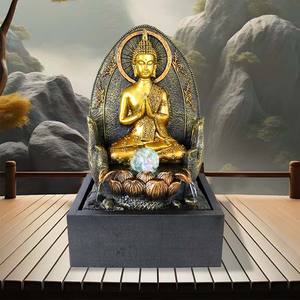 โต๊ะน้ำพุพระพุทธรูปสำหรับทำสมาธิน้ำพุเซนพร้อมไฟและลูกบอลหมุนสำหรับตกแต่งบ้าน - Product Image 4