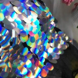 Goedkope Prom Dress Doek 40Mm Grote Ovale Vorm Vis Schaal Regenboog Pailletten Stof - Product Image 4