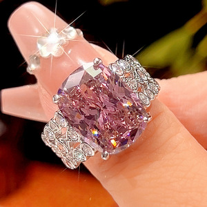 Nouvelle bague haut de gamme 2025 en cuivre plaqué or, imitation saphir vert, taille nid d'oiseau, haute qualité, pour femme, 12*16 - Product Image 2