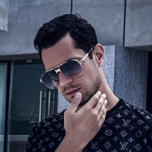 新款2025时尚双桥金属太阳镜男士飞行员渐变蟾蜍墨镜时尚镜子蒸汽朋克太阳眼镜紫外线 - Product Image 6