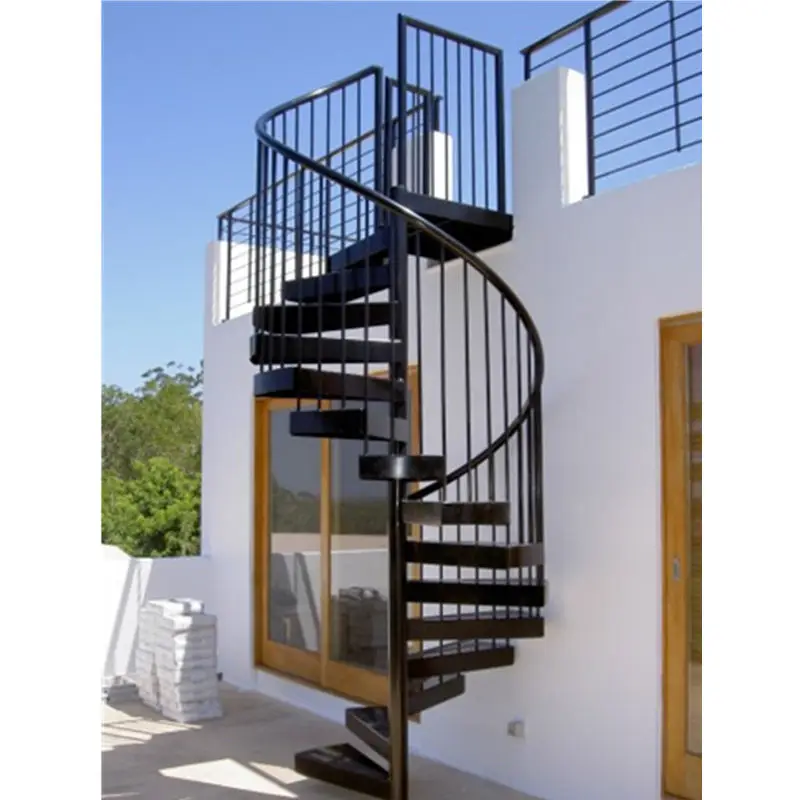 DAIYA moderno color negro para exterior hierro forjado escaleras en espiral fotos