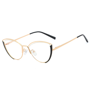 <span class=keywords><strong>Gafas</strong></span> de Metal con diseño de ojo de gato para mujer, anteojos femeninos de estilo Vintage, transparentes, con bloqueo de luz azul - Product Image 3