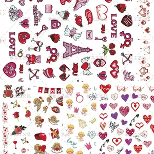 Groothandel nail stickers 50 stuks-Valentijnsdag Red Hearts Nail Tattoos Decals Sticker 50 Stks/partij Romantische Roze Rose Nail Art Decoratie Sticker