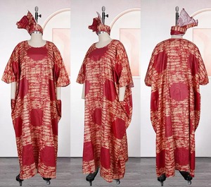 Nouvelle Arrivée 2026 – <span class=keywords><strong>Robe</strong></span> Longue Décontractée Africaine <span class=keywords><strong>Boubou</strong></span> à Motifs Floraux en <span class=keywords><strong>Bazin</strong></span> Brocart pour l'Été et l'Automne - Product Image 2