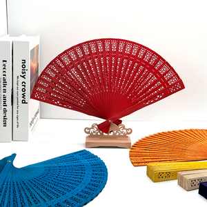 Éventail pliant publicitaire personnalisé avec logo OEM, grand format, en bois, tissu et papier - Product Image 5