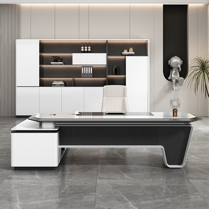 <span class=keywords><strong>Escritorio</strong></span> de oficina <span class=keywords><strong>blanco</strong></span> moderno simple de gama alta para Manager Boss President Silla de <span class=keywords><strong>escritorio</strong></span> cómoda complementada - Product Image 4