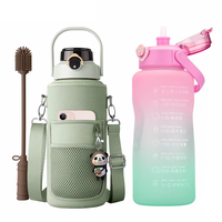2024 chaud 3 en 1 ensemble bouteille enfants motivation tasse d'eau sport bouteille d'eau en plastique en gros avec paille pour l'école des enfants
