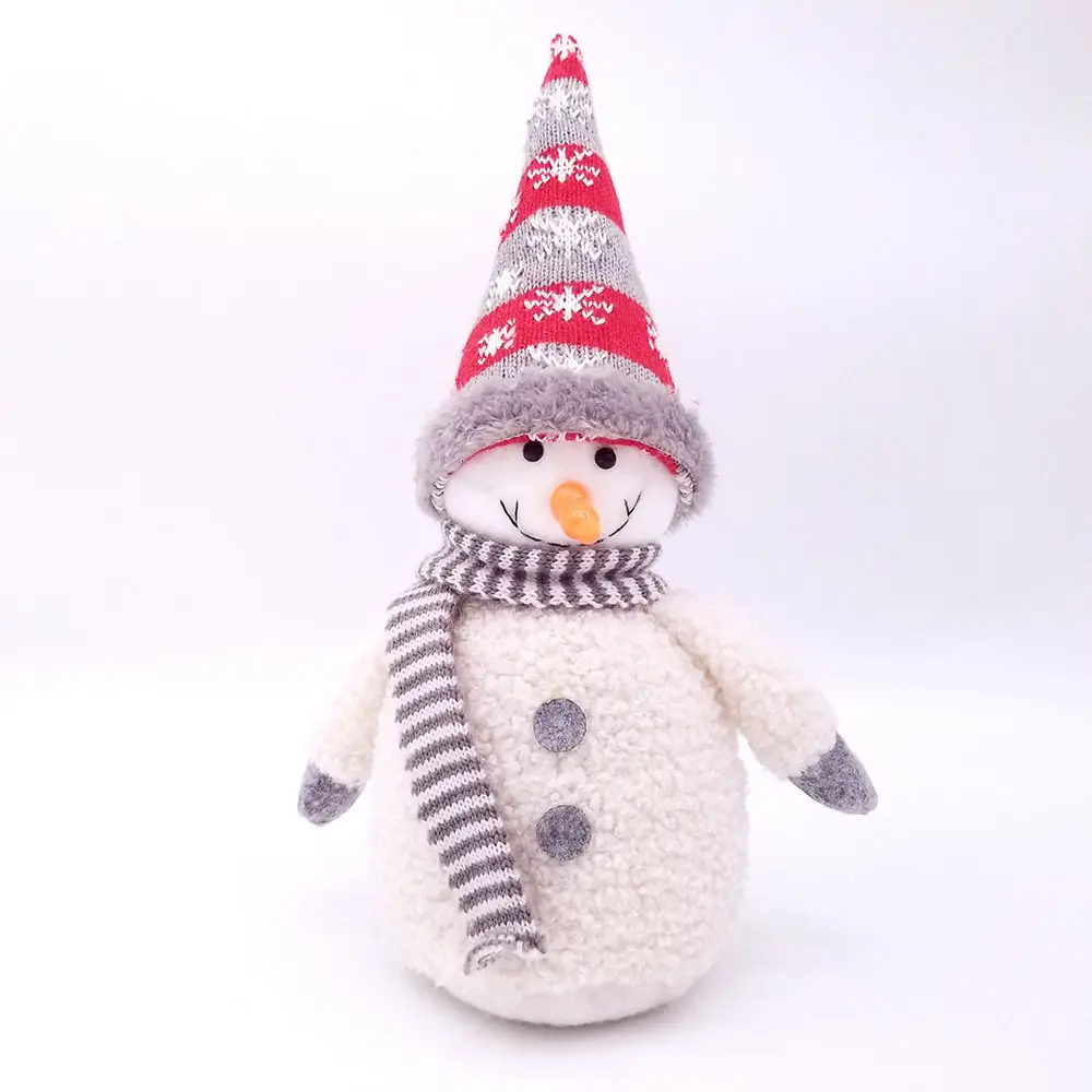 Christmas decor supplier with wholesale price of plush snow man Figurine For Christmas tree pendant table setting ornaments