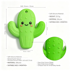 <span class=keywords><strong>Mordedor</strong></span> de Silicona Personalizado con Forma de <span class=keywords><strong>Cactus</strong></span> para Bebés, Juguete de Dentición de Grado Alimenticio, Libre de BPA, para Bebés, Venta al Por Mayor OEM ODM - Product Image 2