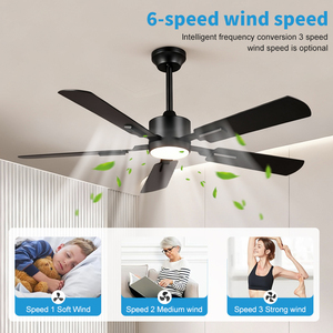 Ventilateur de plafond LED moderne silencieux avec moteur réversible et pales en contreplaqué de 52 pouces pour salon et chambre à coucher, modèle F5671E Sile - Product Image 2